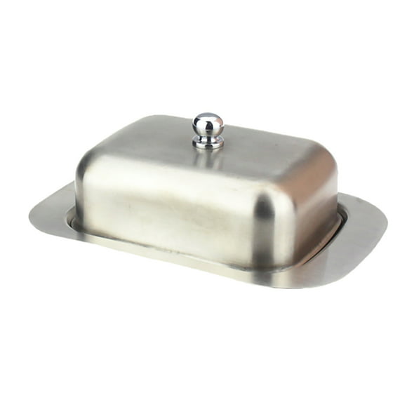 NEW Silver Butter Dish with Lid Stainless Steel Dining Table Serving Bowl
